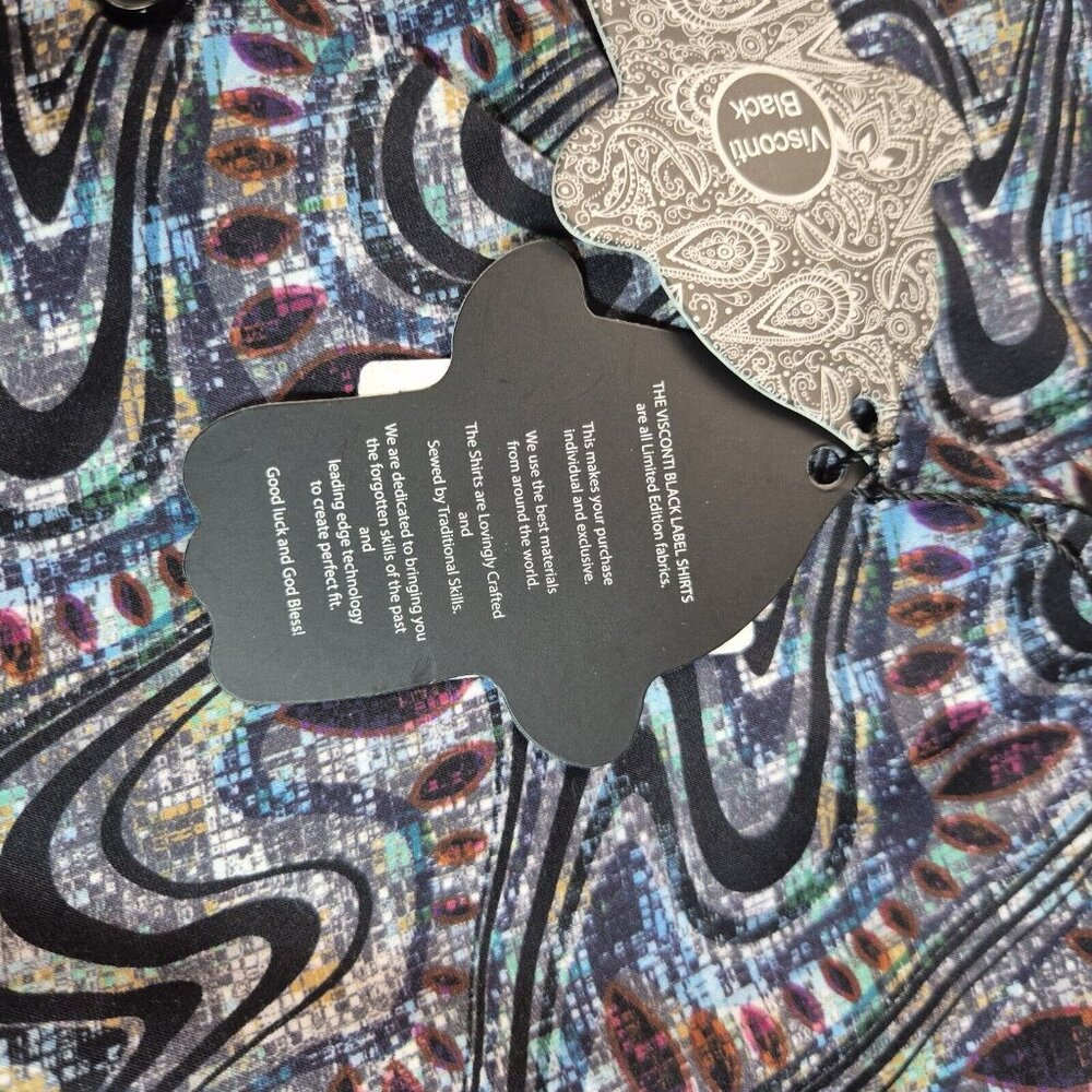 Visconti Black Men's Size S stretch Button up Long Sleeve shirt Multicolor (45) - Picture 5 of 9